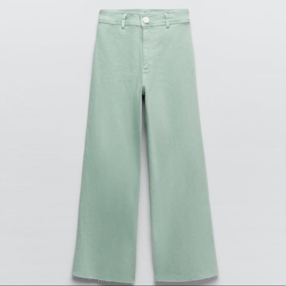 Zara Marine Straight Jeans Light Green
